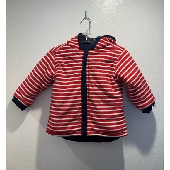 JoJo Maman Bébé Other - Jojo Maman Bebe Size 4 5 Fleece Lined Blue Jacket Striped Reversible Waterproof